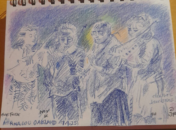 7 Sept: Anna Lou sketch of the Electric Violin Quartet
